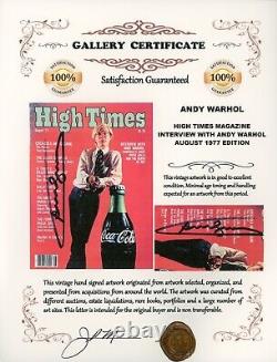 ANDY WARHOL High Times Magazine Warhol Interview Hand Signed Signature