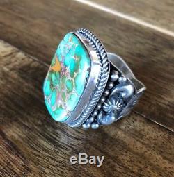 Albert Jake High Grade Royston Turquoise & Sterling Ring Size 12 Signed