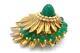 Amazing Vintage Signed BOUCHER High Dome Fx Emerald Cabochons Gold-Plated Brooch