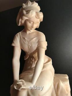 An Antique Marble Or Alabaster Statue Signed T. Cipriani Circa 1920(23 high)