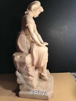 An Antique Marble Or Alabaster Statue Signed T. Cipriani Circa 1920(23 high)
