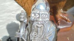 Antique 19th century Chinese export silver statue of an immortal 36 cm high