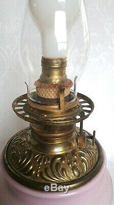 Antique Gone With The Wind Signed Phoenix Floral Oil Lamp Converted 23'' High