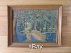Antique Oil Painting old Canvas Landscape Frame High Quality CHRISTMAS signed
