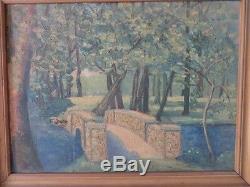 Antique Oil Painting old Canvas Landscape Frame High Quality CHRISTMAS signed