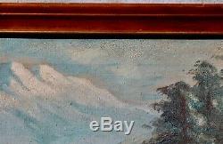Antique Original American CA Listed Wm Lemos Oil Painting High Sierras Landscape