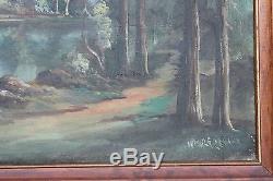 Antique Original American CA Listed Wm Lemos Oil Painting High Sierras Landscape