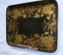 Antique Papier mache tray 515 mm x 395 mm. X 45 high. Signed Illidge / dated