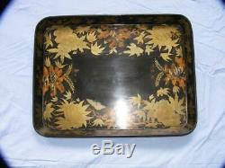 Antique Papier mache tray 515 mm x 395 mm. X 45 high. Signed Illidge / dated