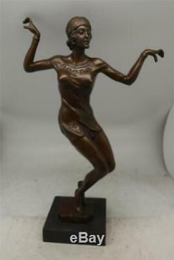 Art Deco Bronze Lady Charleston Dancer Signed DH Chiparus 41cm High