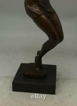 Art Deco Bronze Lady Charleston Dancer Signed DH Chiparus 41cm High