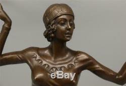 Art Deco Bronze Lady Charleston Dancer Signed DH Chiparus 41cm High
