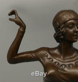 Art Deco Bronze Lady Charleston Dancer Signed DH Chiparus 41cm High