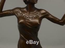 Art Deco Bronze Lady Charleston Dancer Signed DH Chiparus 41cm High