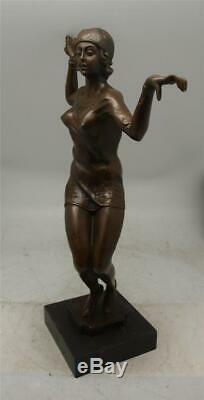 Art Deco Bronze Lady Charleston Dancer Signed DH Chiparus 41cm High