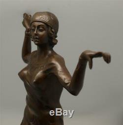 Art Deco Bronze Lady Charleston Dancer Signed DH Chiparus 41cm High