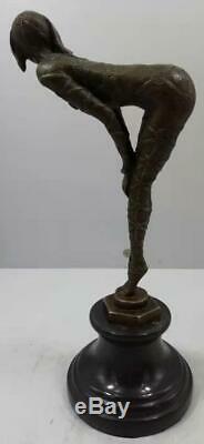 Art Deco Bronze Lady Dancer'Bent Over' by DH Chiparus Signed 35cm High