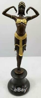 Art Deco Bronze Lady Dancer by DH Chiparus Signed 43cm High Gilt Finish