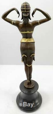 Art Deco Bronze Lady Dancer by DH Chiparus Signed 43cm High Gilt Finish