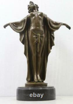 Art Deco Style Bronze & Marble Lady'Spring Awakening' Signed 36cm High