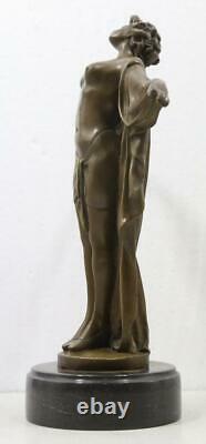 Art Deco Style Bronze & Marble Lady'Spring Awakening' Signed 36cm High