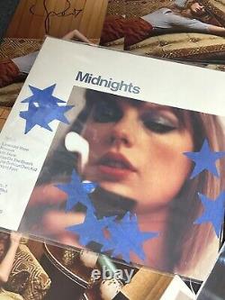 Autograph Signed Taylor Swift Official Midnights Moonstone Blue Vinyl with Heart