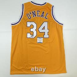 Autographed/Signed Shaquille Shaq O'Neal Los Angeles LA Yellow Basketball Jersey