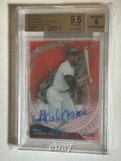 BGS 9.5 2014 Hank Aaron Topps High Tell Red Storm Diffractor Auto 9/10 Autograph