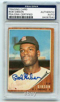 BOB GIBSON Signed 1962 Topps High #530 HOF Cardinals PSA/DNA Encapsulated