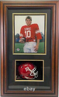 BRETT FAVRE 4 Signed Autograph 16x26 Shadow Box High School Photo & Mini Helmet