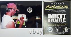 BRETT FAVRE 4 Signed Autograph 16x26 Shadow Box High School Photo & Mini Helmet