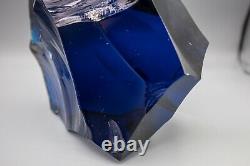 Baccarat Crystal Iceberg, Glass Ice Chunk Sculpture, Large 6 7/8 high Blue