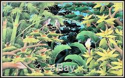 Balinese Painting Sparrows in the Bamboo Incredible! (33 High x 53 Wide)