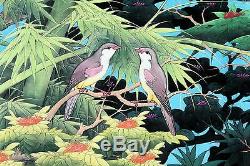 Balinese Painting Sparrows in the Bamboo Incredible! (33 High x 53 Wide)