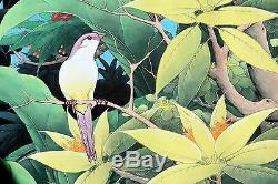 Balinese Painting Sparrows in the Bamboo Incredible! (33 High x 53 Wide)