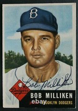 Bob Milliken (d. 2007) Dodgers Autographed 1953 Topps #221 Signed Vintage Card