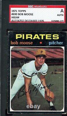 Bob Moose SGC Coa Signed 1971 Topps High Number Key Card Autograph
