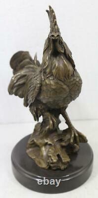 Bronze Sculpture of a Cockerel Solid Marble Base Signed 32cm High