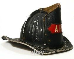 CAIRN'S VINT AFD ATTLEBORO MA ALUM FIRE HELMET WithLEATHER SHIELD/BRASS HIGH EAGLE