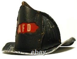 CAIRN'S VINT AFD ATTLEBORO MA ALUM FIRE HELMET WithLEATHER SHIELD/BRASS HIGH EAGLE