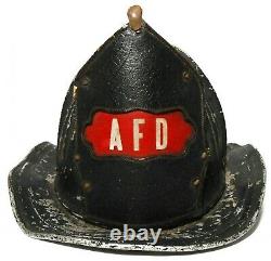 CAIRN'S VINT AFD ATTLEBORO MA ALUM FIRE HELMET WithLEATHER SHIELD/BRASS HIGH EAGLE