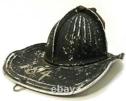 CAIRN'S VINT AFD ATTLEBORO MA ALUM FIRE HELMET WithLEATHER SHIELD/BRASS HIGH EAGLE