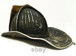 CAIRN'S VINT AFD ATTLEBORO MA ALUM FIRE HELMET WithLEATHER SHIELD/BRASS HIGH EAGLE