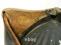 CAIRN'S VINT AFD ATTLEBORO MA ALUM FIRE HELMET WithLEATHER SHIELD/BRASS HIGH EAGLE