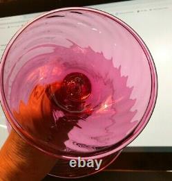 CARDER STEUBEN Glass COMPOTE Gold Ruby SPIRAL RIBBED 7 high 6110.0 (1903-33)