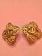 CHANEL Vintage Gold Tone Highly Detailed Clip Earrings SIGNED CHANEL