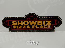 CHUCK E CHEESE SHOWBIZ PIZZA PLACE Steel Enamel Sign. 7 7/8 High by 24 Wide