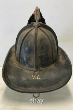 Cairns Vintage Leather Fire Helmet Brass High Eagle Humane Engine Co 2 Mfd Fdny