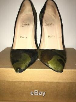 Christian Louboutin Camo Autographed Pony Hair Pigalle Pumps Shoes 39 High Heels