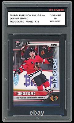 Connor Bedard 2023-24 Topps Now NHL Sticker 1st Graded 10 Rookie Card RC #72